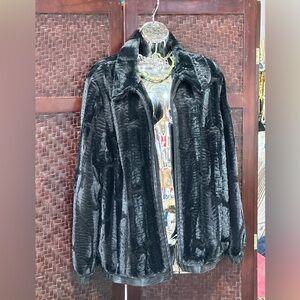 Alfred Dunner Exceptional Black Faux Fur Jacket